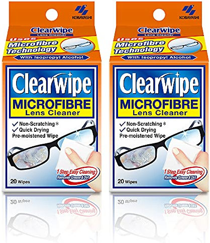 Clearwipe Lens Cleaner - 40 Lens Wipes, Microfibre, Individually Wrapped, for Glasses, Sunglasses, Smartphones, Screens