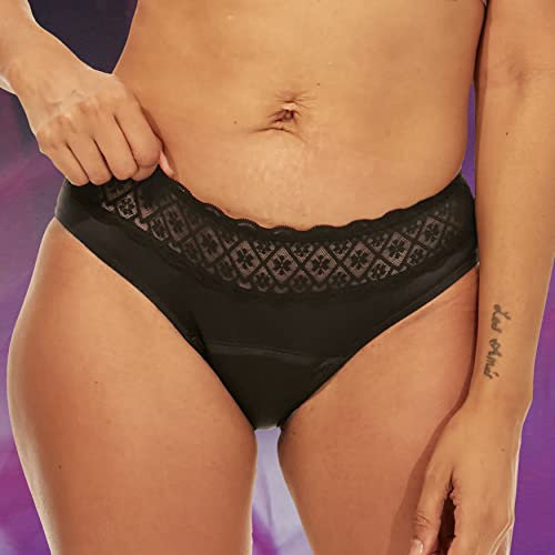 NaNa Nuvenia Waschbare Perioden-Unterwäsche - für bis zu 12 Stunden Schutz - Schwarz - Menstruationsunterwäsche bei mittelstarker Periode, Hipster-Schnitt - [1er-Pack, X]