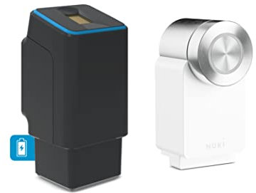 EKEY UNO 200222 Fingerprint mit Akku inkl. Nuki Smart Lock 3.0 Pro weiß, Akkubetriebenes Nachrüst-Set für alle gängigen Türen, schwarz