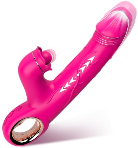 Rabbit Vibratoren mit Klitorisstimulation Vibration für Frauen, Dildo Vibrator Klitoris Stimulator für Sie G Punkt Sex Spielzeug für die Damen 10 Vib/Leck/Teleskop Analvibrator Erotik für Paare