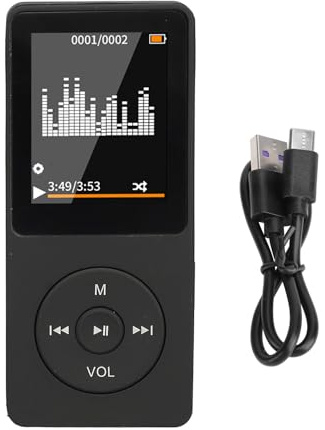 MP3-spelare Musikspelare Röstinspelare med Högtalare, Liten Bärbar HiFi Förlustfritt Ljud E-bok HD-skärm 1,8 Tum, MP4-spelare Stöd Upp Till 64GB