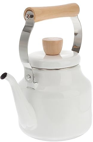Amosfun Cafetera de esmalte infusor de te bule cha Tetera de esmalte para café tea pot teapot alimento taza de té cuello de cisne hervidor de agua olla de agua hirviendo de madera