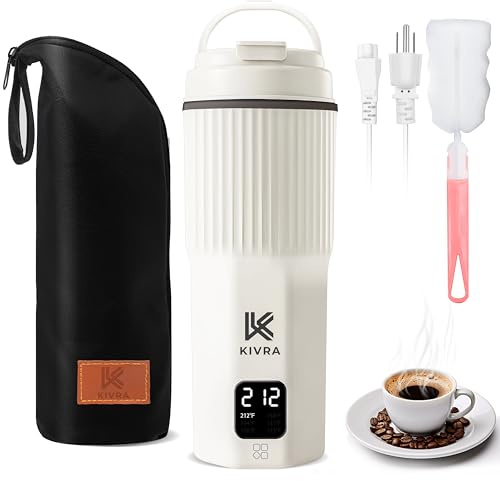 KIVRA Travel Kettle-316 Stainless Steel Portable kettle, 450mL Portable Water Boiler with 6 Temperature Control, Auto Shut Off & Boil Dry Protection, Small Electric Kettle for Global Use (100-240V)