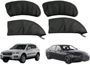 Pare-Soleil Universel Maille Respirante pour Vitres Latérales Voiture 4 Pièces Résistant Aux UV Insectes Pare-Soleil pour Pare-Brise