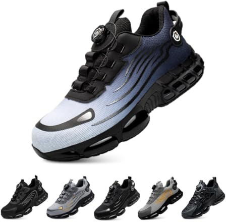 Gugifcto Chaussures de Sécurité Homme Femme Légère Basket Securite Antidérapante Mode Confortable Chaussures de Travail Respirantes Blue 42 EU