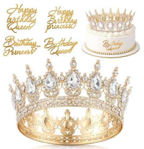 Krona flicka födelsedag krona, gnistrande diadem kristall för tårta, glittrande födelsedagskrona flicka, tiara dekoration lämplig för födelsedag, bröllop och fest