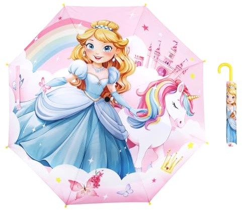 Parapluie Pliant Enfant Parapluie Compact au Vent et Facile à Ouvrir | Parapluie Pliant pour Garçons et Filles, Parapluie Portable et Durable pour l'École et les Voyages, Licornes Arc-en-Ciel