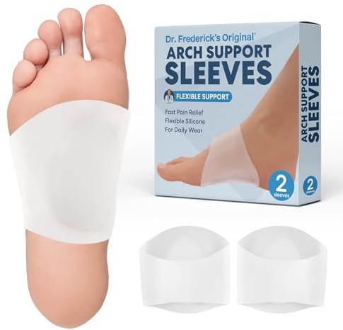 Dr. Frederick's Original Gel Arch Support Sleeves – 2 ct – Built-In Gel Orthotic for Plantar Fasciitis, Flat Feet & Fallen Arches – Low-Profile Foot Support for Men & Women – Wear in Any Shoe
