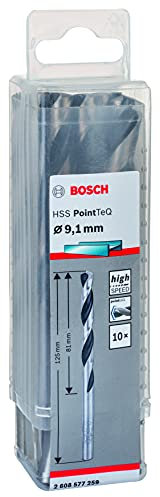 Bosch Professional 10-Piece PointTeQ HSS Twist Drill Bit (for Metal, 9.1 x 81 x 125 mm, Drill Driver Accessories)