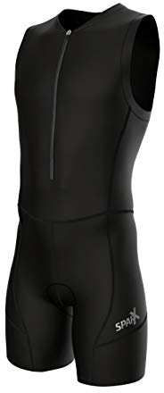 Sparx Men`s Triathlon Suit Trisuit Race Skinsuit Cycling Speed Suit Italian Fabric Swimskin (XL) Black