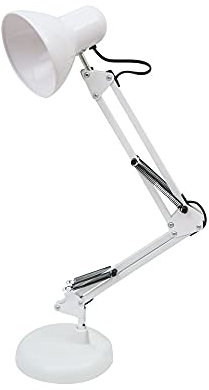 BEL AIR HOME - Lámpara de Escritorio LED Vintage Retro Articulada | Flexo Antigona Ajustable para Estudio y Lectura | Iluminación E27, Blanco, Metal