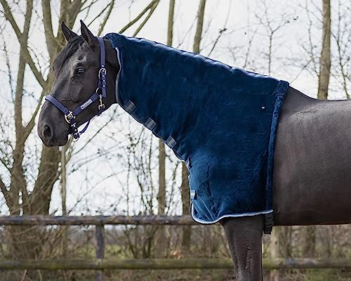 netproshop Flauschiges Pferde Halsteil mit Klettverschluß Größe S/M/L Dunkelblau, Groesse:M, Farbe:Dunkelblau