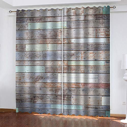 Verdunkelungsvorhang Ösen 2 Stück 240X264cm(HxB) Gardinen Mit Kälteschutz & Wärmeisolierend Wohnzimmer 3D Vintage Holzbrettkunst Muster Thermovorhänge Für Modern Schlafzimmer Kinderzimmer