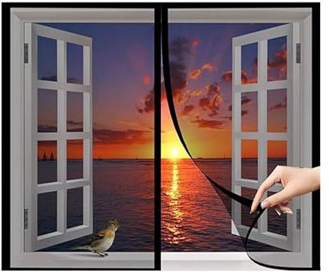 MMRTDJDR Black Anti-Mosquito Screen Roller Blind: Ultimate Insect Protection for Patio Doors, Living Rooms, and Balconies - Size: 215x175cm