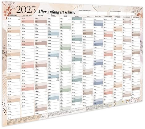 Wandkalender 2025, Kalender 2025 Wandkalender in Poster Größe, 34,9 x 23, Gefaltet - Wandplaner 2025, Januar - Dezember 2025, Jahreskalender, Blätter