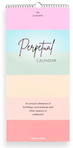 Perpetual Monthly Wall Calendar for Birthdays, Anniversaries & Special Dates | Wire-Bound with Premium 120gsm Paper - Perfect for Tracking Important Events & Celebrations | 6x12 (Colorful)