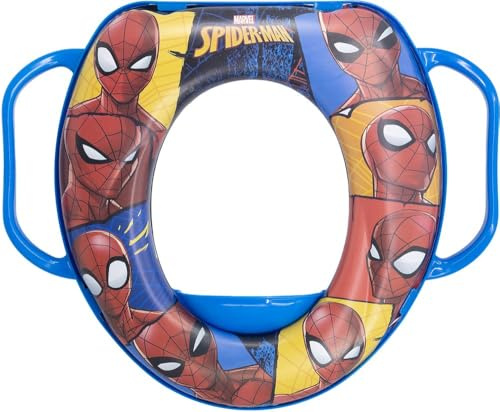 Stor Réducteur de toilette Marvel Spiderman pour enfants, avec rembourrage confortable et deux poignées, lavable et réutilisable