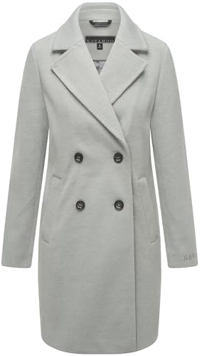 Navahoo Damen Mantel in Woll-Optik langer klassischer Trenchcoat Frostjuwel 14 Grey Gr. XL