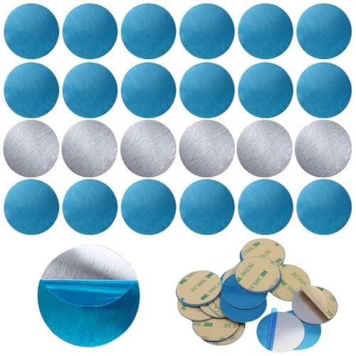 Flintronic 50 Pcs Self-Adhesive Metal Plate, Round Magnetic Stickers With Adhesive Base, 20mm Diameter, 0.4mm Thickness, for Magnets, Decoration, Tonie Doll Storage, Mobile Phone Holder