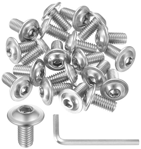 40 Pz Bulloni M6, Set di Viti M6 x 12 mm, Viti a Testa Bombata Flangiate, Bulloni a Testa Piatta con Esagono Incassato in Acciaio Inossidabile per Mobili con Chiave Esagonale