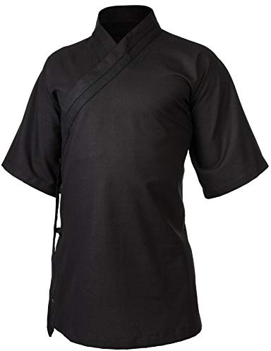 Leinen (Mittel) Kung Fu & Tai Chi Shirt Diagonaler Kragen Kurzarm - Taiji Anzug Dunkelblau 175