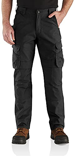 Carhartt Steel - Pantalón Cargo de Trabajo Con Detalle Doble En La Parte Delantera, Con Tecnología Rugged Flex, Hombre, Negro, 30W / 32L