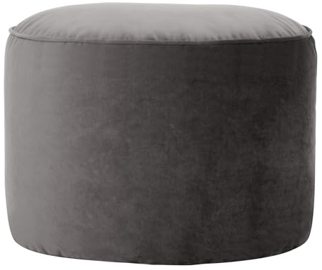 Icon Milano Hocker, Dunkelgrau, Flauschiger Samt Stoff, Samt Sitzsack, Sitzpuff, Pouf Hocker mit Füllung, Fußhocker für das Wohnzimmer, Deko Wohnzimmer