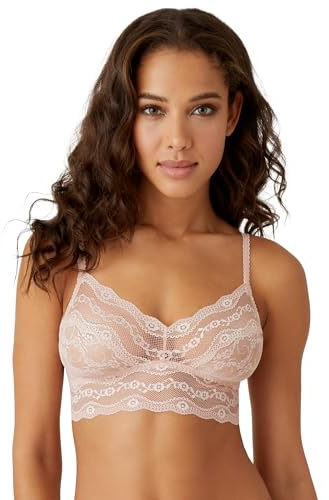b.tempt'd Women's Lace Kiss Sheer Unlined Wire Free Bralette, 910182 Bra, Rose Smoke, M