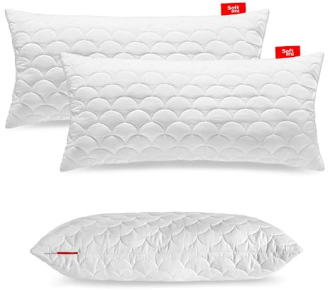 Quiltad premiumkudde SOFTIMI – antiallergisk – anti-kvalster – luktlös kan användas omedelbart – med hårdhetsinställning (set om 2 40 x 90 cm)