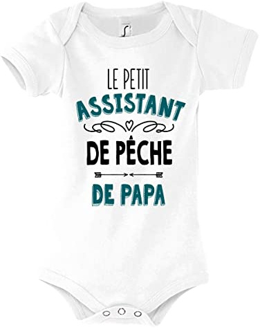 Planetee Body bébé garçon Le Petit Assistant de Pêche de Papa Humour Naissance Cadeau Bébé Anniversaire Noël