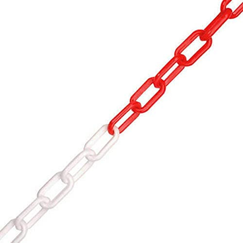 Unifizz Plastic Safety Chain 6mm Thick 5m Ttoal Length Link Fence Safety Barrier UV Protected Weatherproof，1 Pcs（Red and White）