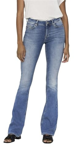 ONLY Damen Onlblush Life Mid Flared Dnm Tai467 Noos Jeans, Light Blue Denim, S / 34L EU