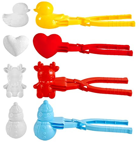 Abnaok 4 Stück Schneeballzange, Schneeball Clip Schnee Former Set Snow Maker
