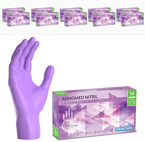1000x ARNOMED® Gants en nitrile taille M Violet, Gants à usage unique pour chirurgie & laboratoire, Gants en nitrile sans poudre & sans latex, Moufles en nitrile XS, S, M, L, XL, XXL