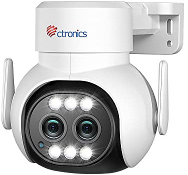 Ctronics 6x Hybrid Zoom Security Camera Outdoor with Dual Lens, Auto Tracking with Auto Zoom, PTZ CCTV Camera Outdoor, Color Night Vision, PC Remote, 24/7 FTP/NAS/Cloud/TF, Human Detection (White)