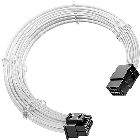 Antec PSU Cables, 16pin(12+4) PSU Extension Cable Kit for RTX 4090 4080 4070Ti 3090Ti, Cable Extension PC, Power Supply Cable, PSU Cable Extension with Combs（White）