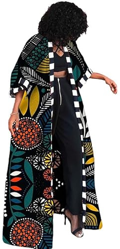 Cardigan Long Africain Ouvert Africain pour Les Femmes, provification Traditionnelle Ankara Traditionnelle, Ethnique Dashiki Long Robe