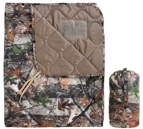Lenotos Woobie Blanket, Thermal Insulated Military Poncho Liner, Water-Resistant, Portable, Insulation, for Hiking, Survival with Compression Carry Bag (Tree Camo Bionic)