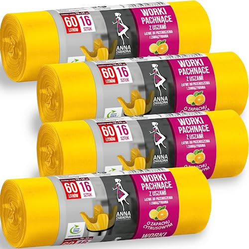 I Sacchi per Spazzatura da 60 Litri con Manici Sono Disponibili in Un Pacco da 64 Pezzi Questi Sacchi per Immondizia Sono Realizzati in Plastica Riciclata al 100 e Hanno