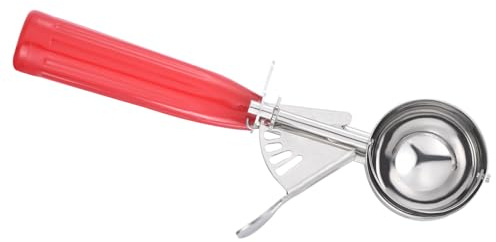 PATIKIL Cucharón para Helado de 1.3 Onzas con Gatillo, Cucharón de Acero Inoxidable para Porcionar Masa de Galletas y Batidos de Cupcakes, Rojo