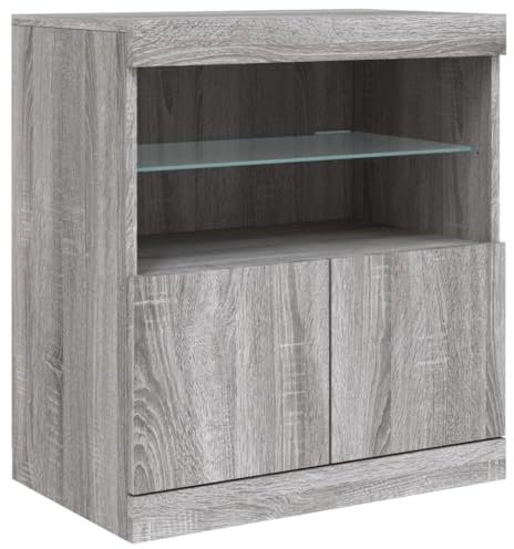 vidaXL Sideboard, Kommode mit viel Stauraum, Highboard Schrank mit LED-Leuchten, Anrichte Beistellschrank Standschrank, Modern, Grau Sonoma