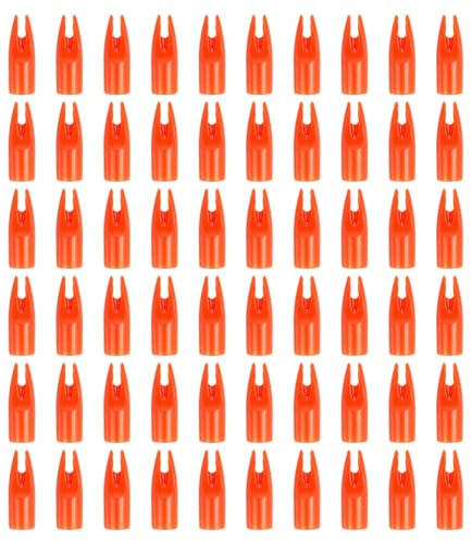 PATIKIL Archery Arrows Nocks 7mm, 60 Pcs Plastic Glue on Arrow Nock Replacement for Hunting Arrows Compound Bow Recurve Bow, Orange