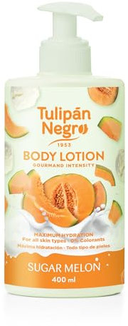 Tulipán Negro Loción Corporal con dosificador Sugar Melon, máxima hidratación 400 ml, intensamente perfumado y para todo tipo de pieles