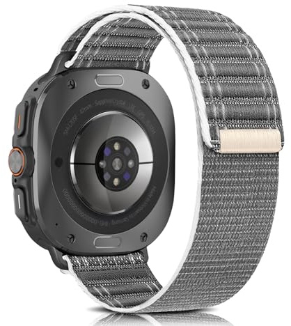 YealRed Armband för Samsung Galaxy Watch Ultra 47 mm 2025/2024, elastisk och andningsbar nylonrem, herr dam sportarmband kompatibel med Galaxy Watch Ultra 47 mm 2025/2024, Grå