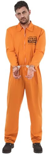 Rubies Official Orange Convict Boiler Suit Costume, Mens Fancy Dress, Perfect for any Occasion i.e. Halloween and World Book Day, Size M