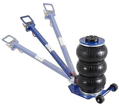 Generico Cric Manuale, cric Pneumatico 3 tonnellate/5 tonnellate cric ad Aria compressa a Triplo Sacco, cric per Riparazione Auto ad Alta Resistenza, cric Pieghevoli con Due Ruote (3T Regolabile Blu)