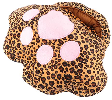CALLARON Usb Fußwärmer Katzenpfote Plüsch Heizschuh Schnellheizung Usb-ladung Anti-rutsch Warmer Für Zuhause Und Büro Einheitsgröße Leopardmuster