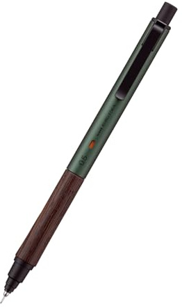 Uni Kuru Toga Wood, 0.5mm Mechanical Pencil, Auto Lead Rotation, Wooden Grip and Metal Body, Forest Green (M5KW1P.88)