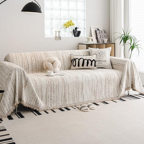 WEYOND Chenille Sofa Überzug, Sofabezug, Sofa Cover, 180 x 260 cm, Khaki