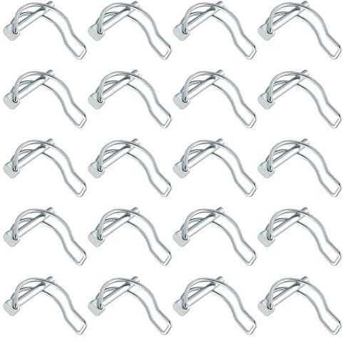 MIPIACE Pack of 20 D-shaped folding pins, 4.5 x 40 mm, pipe folding pins, snap lock, locking pin, carbon steel, galvanised shaft locking for boat, garden, gardening, farm